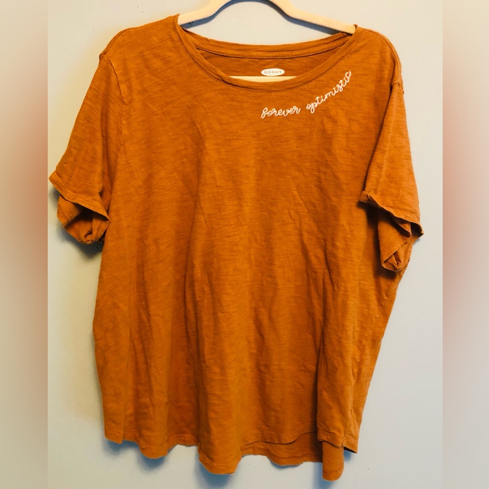Old Navy Rust Orange 'Forever Optimistic' Short Sleeve Tee